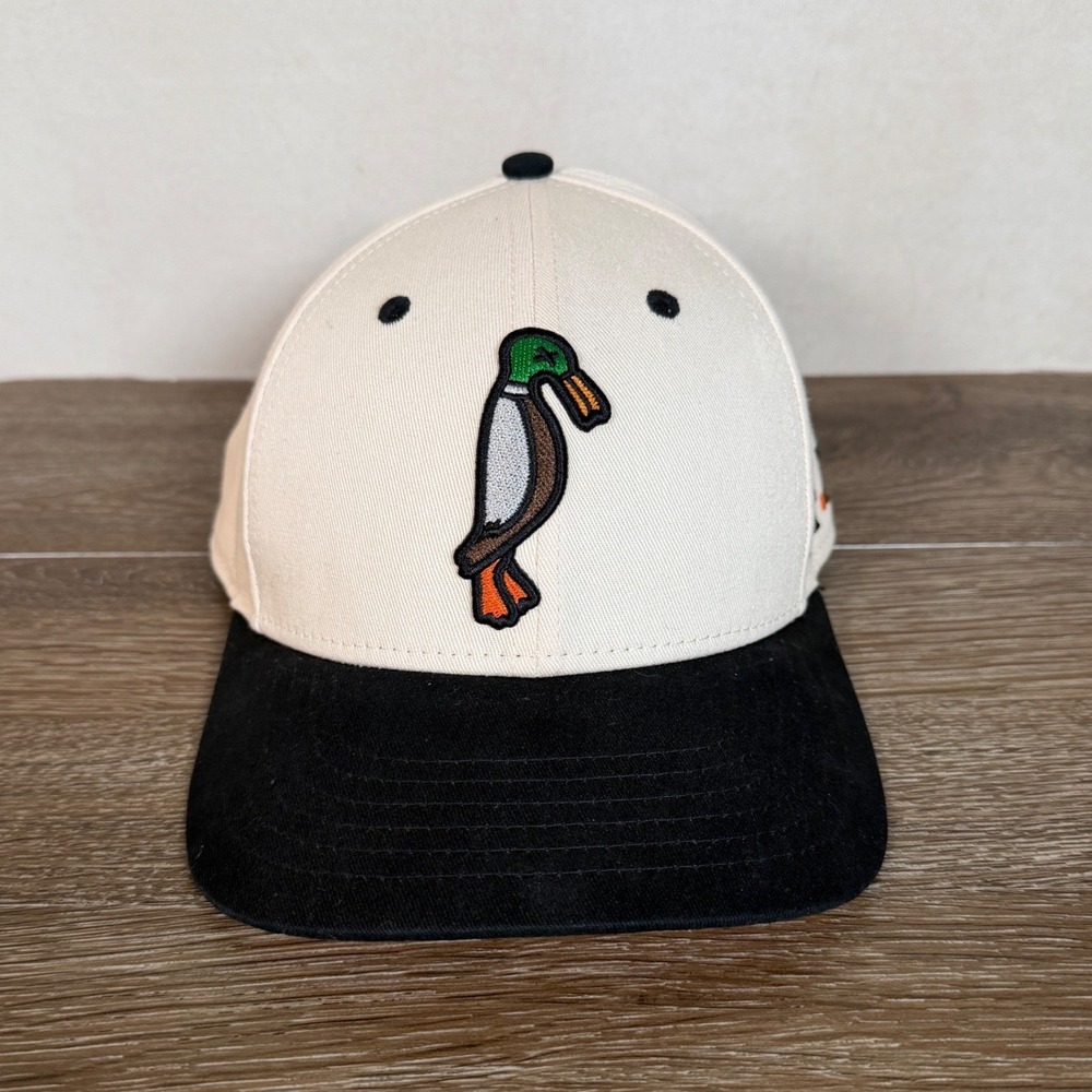 2F.7 24.7 Hunt Duck Snapback Hat Off White Black Mallard Hunting Cap Cotton